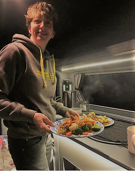 man holding a plate full of food