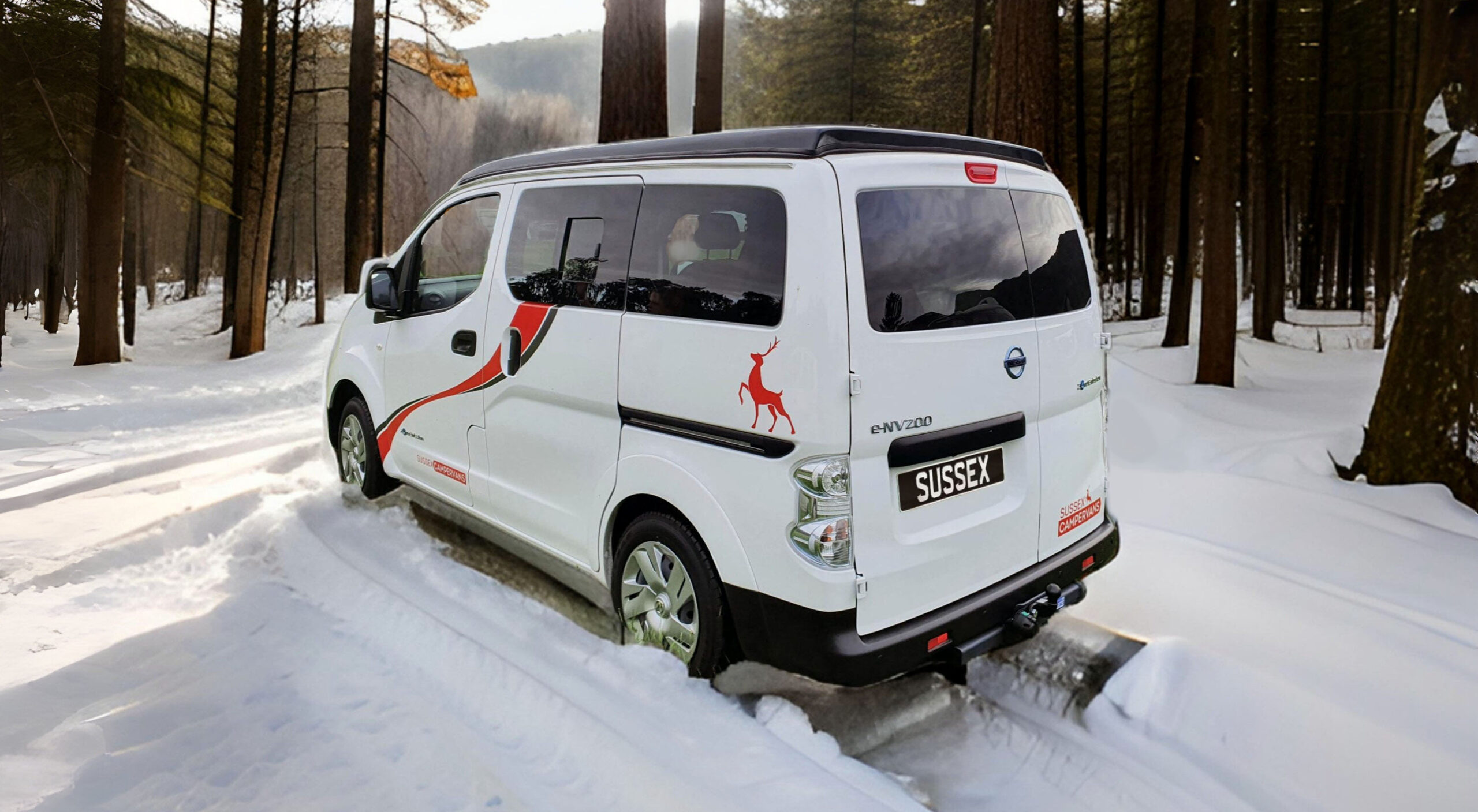 electric nv200 campervan in snow